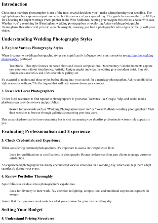 Top 10 Tips for Choosing the Right Marriage Photographer in the West Midlands