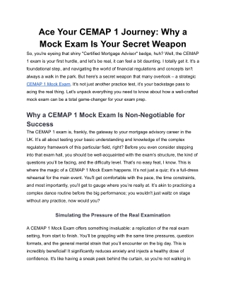 Ace Your CEMAP 1 Journey: Why a Mock Exam Is Your Secret Weapon