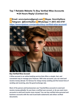 Top 7 Reliable Website To Buy Verified Wise Accounts