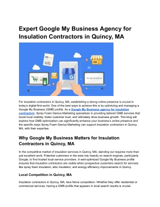 Expert Google My Business Agency for Insulation Contractors in Quincy, MA
