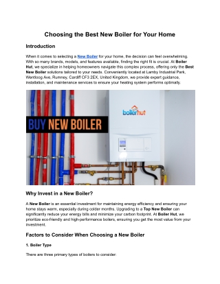 Choosing the Best New Boiler for Your Home