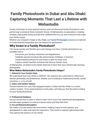 Family Photoshoots in Dubai and Abu Dhabi_ Capturing Moments That Last a Lifetime with Mohastudio