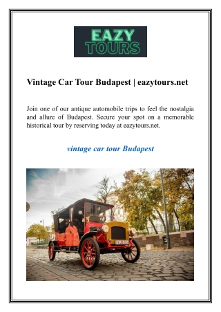 Vintage Car Tour Budapest  eazytours.net