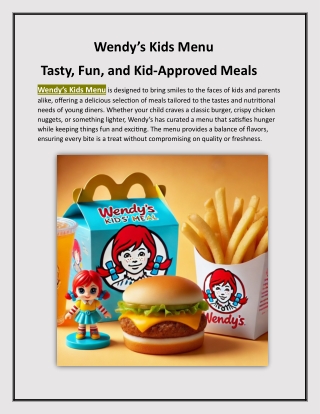 Wendy’s Kids Menu Tasty, Fun, and Kid-Approved Meals