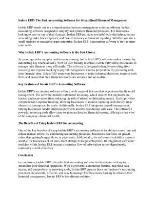 Isolate ERP acconting software