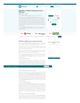 Best SAP BW On Hana Training in Chennai, SAP BW On Hana Course In Chennai With C
