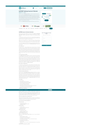 Best SAP BW Training in Chennai, SAP BW Course In Chennai With Certification & P