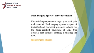Back Surgery Spacers Innovative Relief