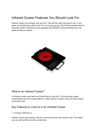 Infrared Cooker Features You Should Look For