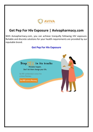 Get Pep For Hiv Exposure | Avivapharmacy.com