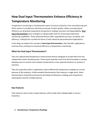 How Dual Input Thermometers Enhance Efficiency in Temperature Monitoring