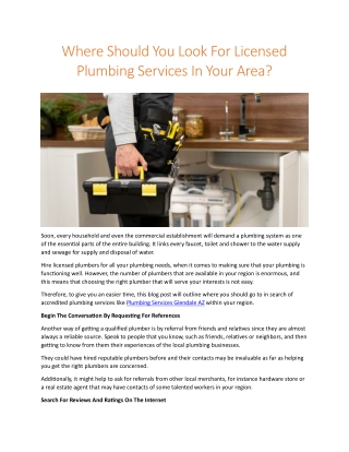 plumbing services glendale az