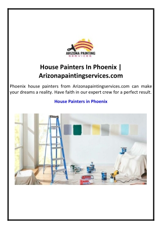 House Painters In Phoenix | Arizonapaintingservices.com
