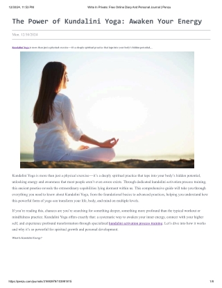 The Power of Kundalini Yoga - Awaken Your Energy