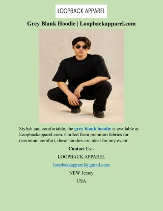 Grey Blank Hoodie Loopbackapparel.com