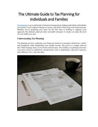 The Ultimate Guide to Tax Planning for Individuals and Families
