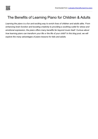 The Benefits of Learning Piano for Children & Adults