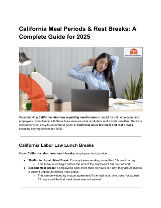 California Employee Rights Breaks – Stay Informed on Meal Penalties