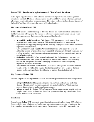 Cloud based erp solutions