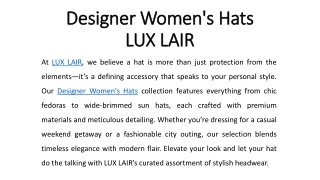 Designer Women's Hats - LUX LAIR