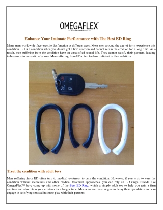 Enhance Your Intimate Performance with The Best ED Ring