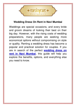 Wedding Dress On Rent in Navi Mumbai