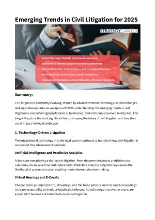 Emerging Trends in Civil Litigation for 2025
