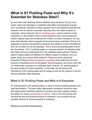 S1 Pickling Paste at Best Price from Top Manufacturers