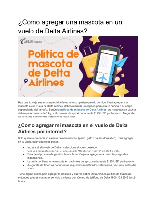 ¿Como agregar una mascota en un vuelo de Delta Airlines