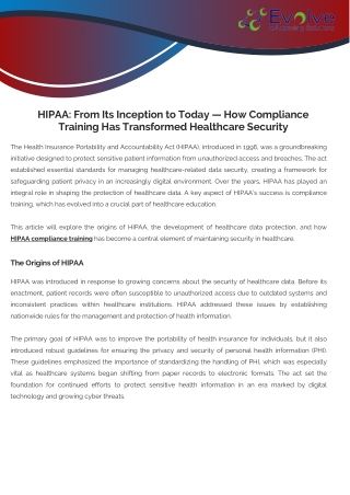 HIPAA From Its Inception to Today — How Compliance Training Has Transformed Healthcare Security