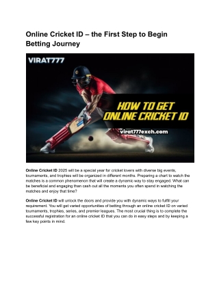 Online Cricket ID – the First Step to Begin Betting Journey