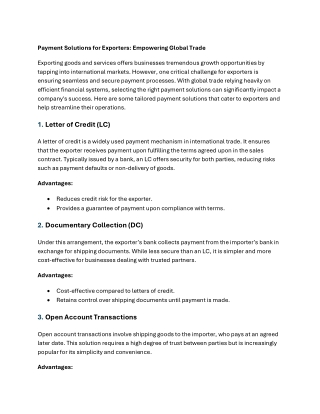 Payment solutions for exporters