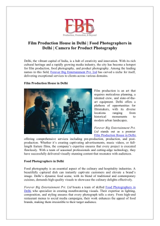 Top Film Production House in Delhi for Exceptional Films