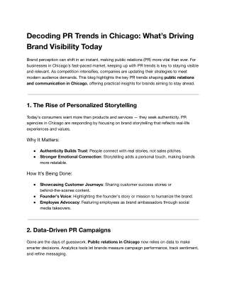 Decoding PR Trends in Chicago: What’s Driving Brand Visibility Today
