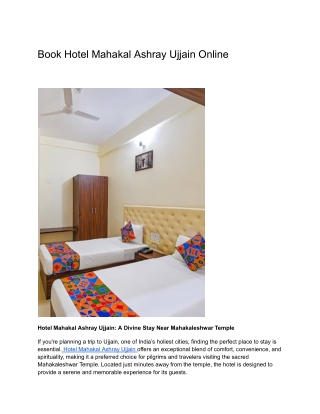 Book Hotel Mahakal Ashray Ujjain Online