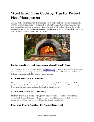 Wood Fired Oven Cooking