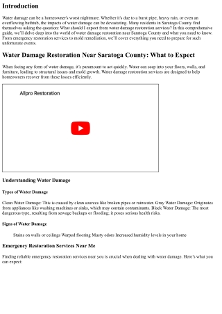 Water Damage Restoration Near Saratoga County: What to Expect