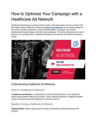 How to Optimize Your Campaign with a Healthcare Ad Network