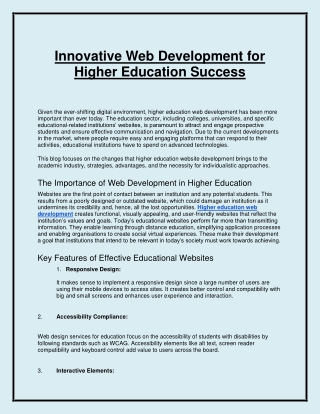 Innovative Web Development for Higher Education Success
