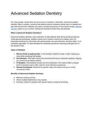 Advanced Sedation Dentistry