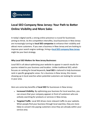 Local SEO Company New Jersey Your Path to Better Online Visibility