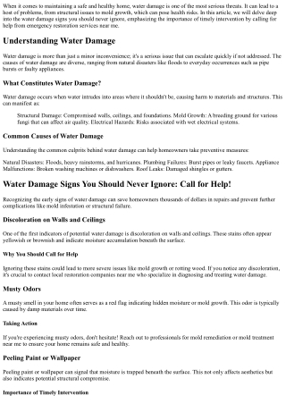 Water Damage Signs You Should Never Ignore: Call for Help!