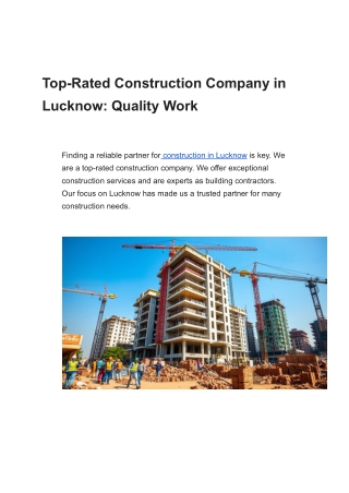 Top-Rated Construction Company in Lucknow_ Quality Work