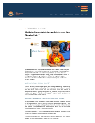 What is the Nursery Admission Age Criteria as per New Education Policy?