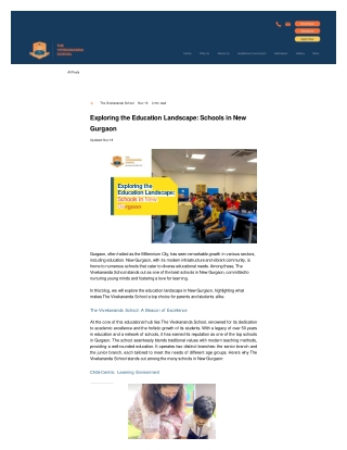 Exploring the Education Landscape: Schools in New Gurgaon