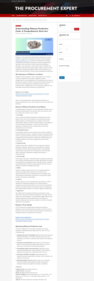 Platinum Production Cost