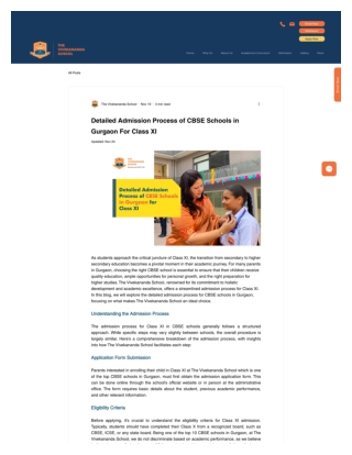 Detailed Admission Process of CBSE Schools in Gurgaon For Class XI
