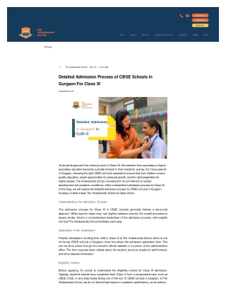 Detailed Admission Process of CBSE Schools in Gurgaon For Class XI
