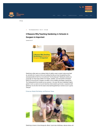 5 Reasons Why Teaching Gardening in Schools in Gurgaon is Important