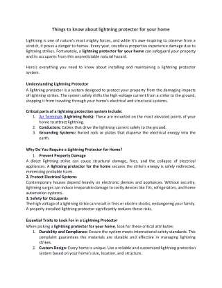 Things to know about lightning protector for your home _